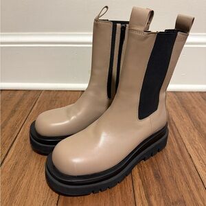 Jeffrey Campbell Tanked Chelsea Boots, Dark Nude Taupe Women’s Size 8